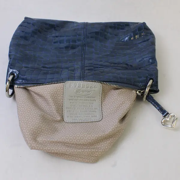 Brighton Bria Blue Croco Embossed Leather Crossbody Messenger Bag