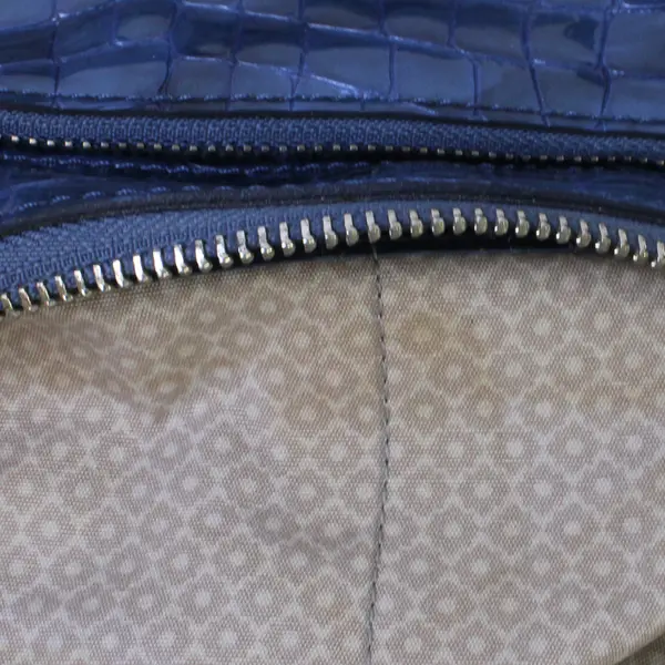 Brighton Bria Blue Croco Embossed Leather Crossbody Messenger Bag