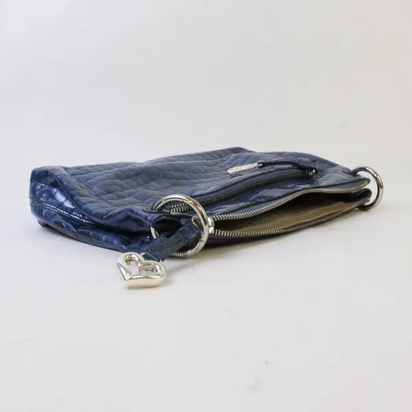 Brighton Bria Blue Croco Embossed Leather Crossbody Messenger Bag