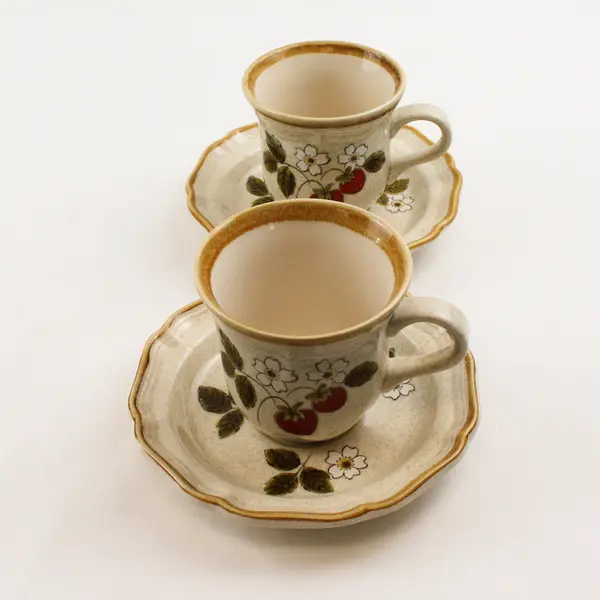 Mikasa Strawberry Festival Vintage Cup & Saucer Sets (2)