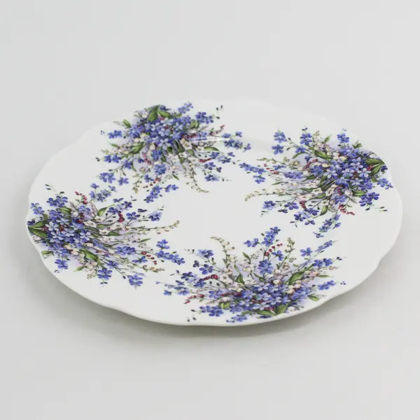Royale Garden Staffs England Bone China Salad Plate White Blue And White Bouquet