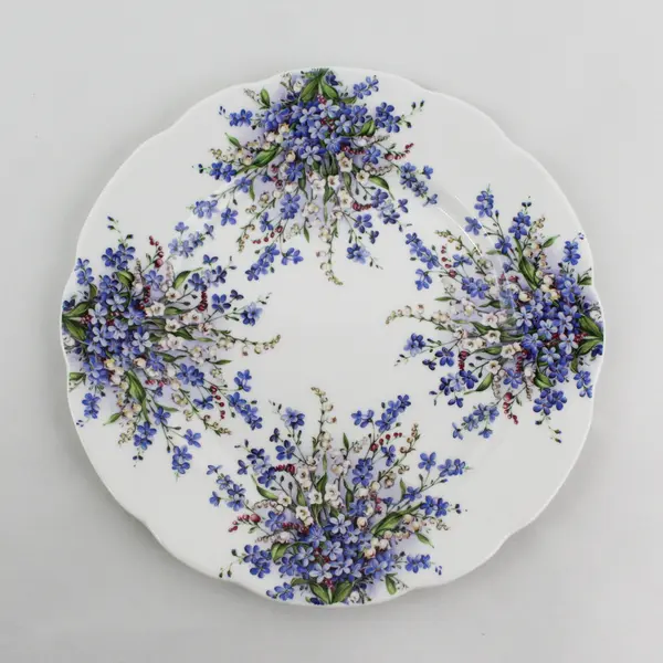 Royale Garden Staffs England Bone China Salad Plate White Blue And White Bouquet