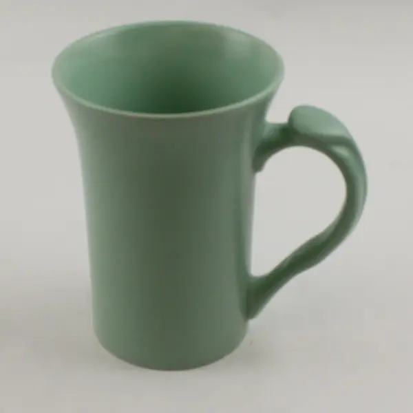 Vintage-Style Sea Foam Green Ceramic Coffee Mug Contoured Handle