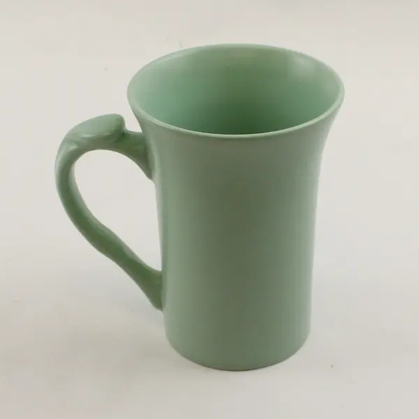 Vintage-Style Sea Foam Green Ceramic Coffee Mug Contoured Handle