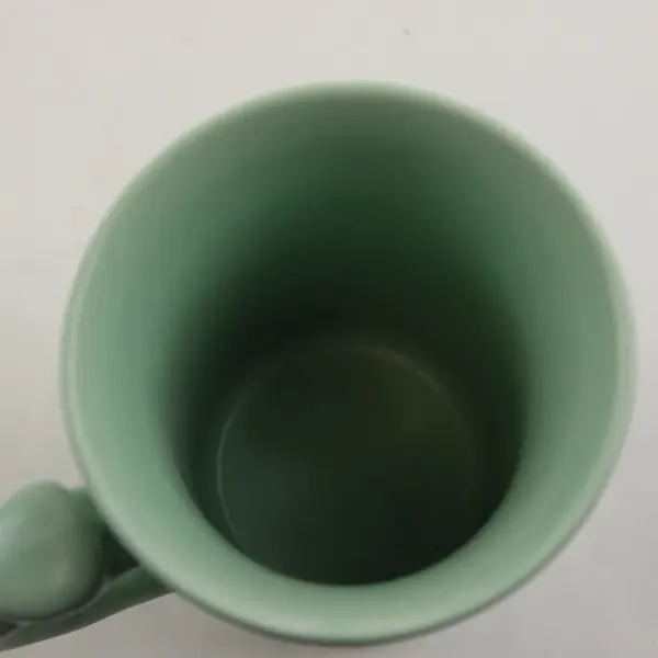 Vintage-Style Sea Foam Green Ceramic Coffee Mug Contoured Handle