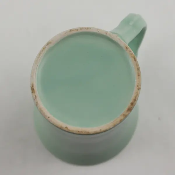 Vintage-Style Sea Foam Green Ceramic Coffee Mug Contoured Handle