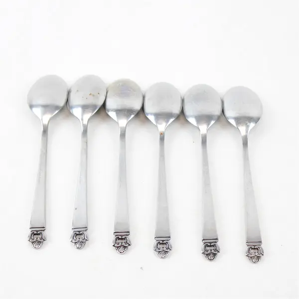 Lot of 6 Stanley Roberts Danish Rose Pattern SS Teaspoons 6.25" Long Rare Piece 