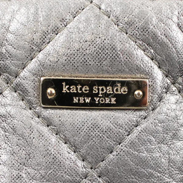 Kate Spade Silver Shimmer Metallic Quilted Leather Tote - FLAWED LINING