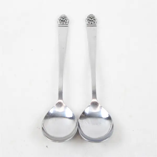 Lot of 2 Stanley Roberts Danish Rose Pattern SS Sugar Spoons 6" Rare Piece 