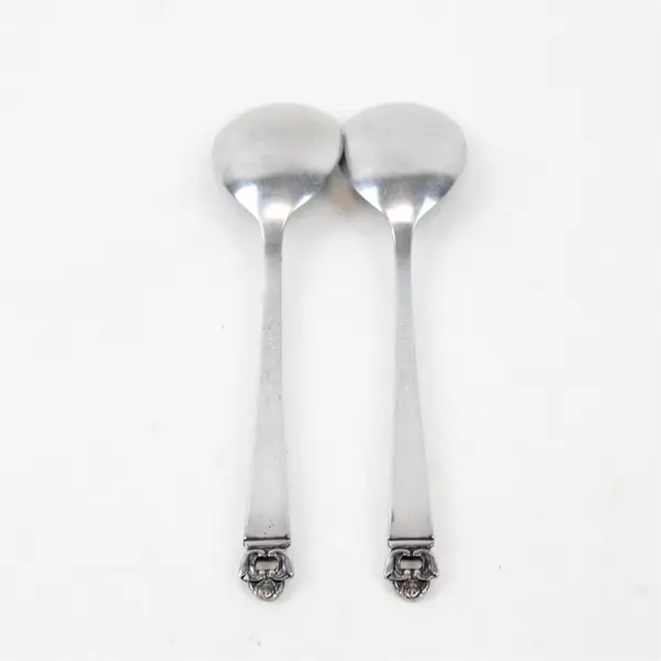 Lot of 2 Stanley Roberts Danish Rose Pattern SS Sugar Spoons 6" Rare Piece 