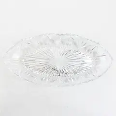 Vintage Clear Cut Glass Oblong Relish Tray 12" Heavy Serveware