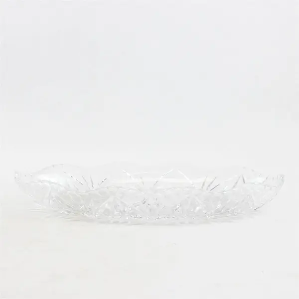 Vintage Clear Cut Glass Oblong Relish Tray 12" Heavy Serveware