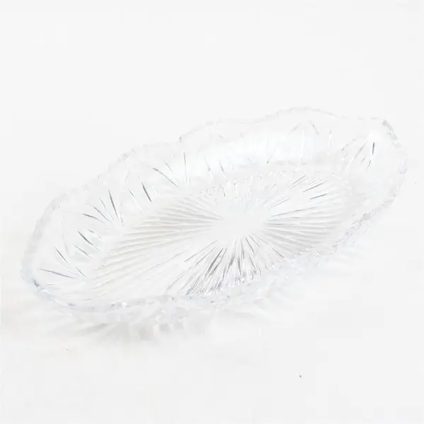 Vintage Clear Cut Glass Oblong Relish Tray 12" Heavy Serveware