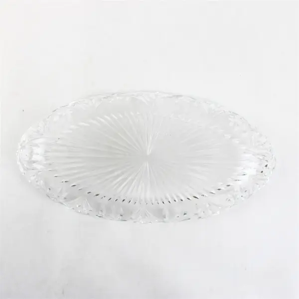 Vintage Clear Cut Glass Oblong Relish Tray 12" Heavy Serveware