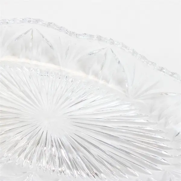 Vintage Clear Cut Glass Oblong Relish Tray 12" Heavy Serveware