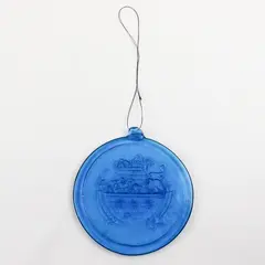 Unbranded Noah's Ark Pressed Clear Blue Glass Suncatcher Hanging Home Decor 6.5"