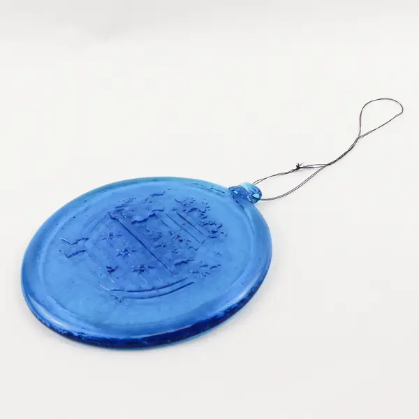 Unbranded Noah's Ark Pressed Clear Blue Glass Suncatcher Hanging Home Decor 6.5"