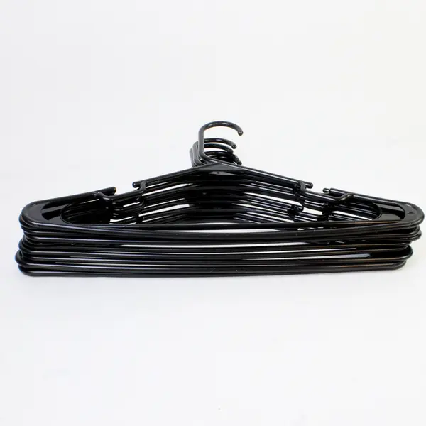 Lot of 10 Tubular Black Notched Hangers Standard Size for Closet Organization