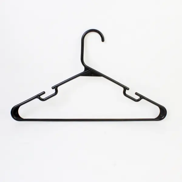 Lot of 10 Tubular Black Notched Hangers Standard Size for Closet Organization