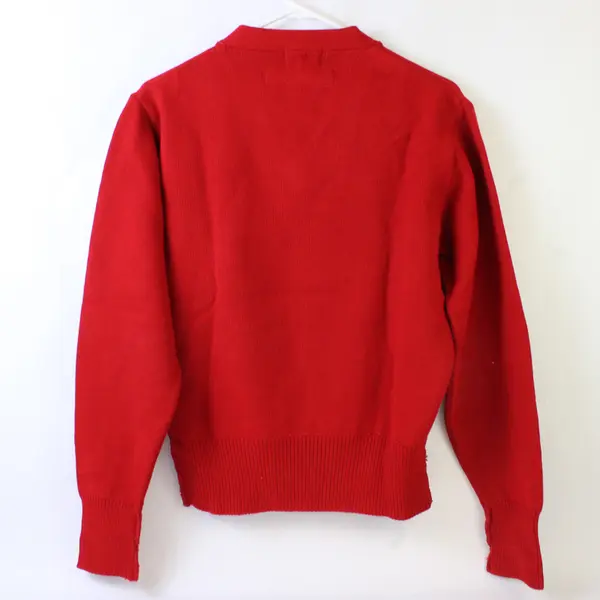 Vtg 1950's Skookum Women's M/L Red Knitted Letterman Patch Pullover Sweater