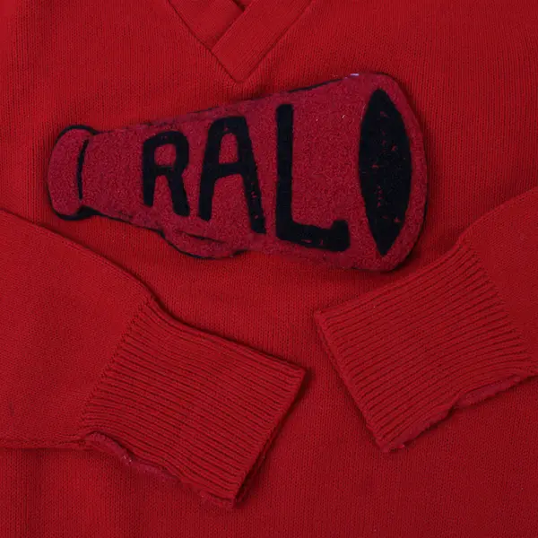 Vtg 1950's Skookum Women's M/L Red Knitted Letterman Patch Pullover Sweater