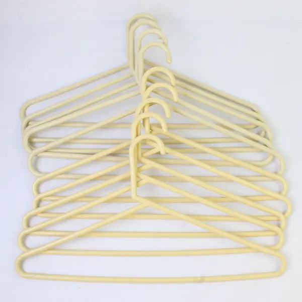 Lot of 10 Tubular Yellowish Hangers Standard Size for Closet Organization