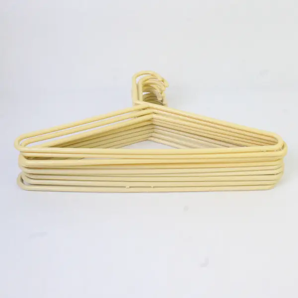 Lot of 10 Tubular Yellowish Hangers Standard Size for Closet Organization