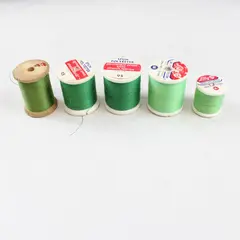 Lot of 5 Green Sewing Thread Spools for Quilting Mending Crafts