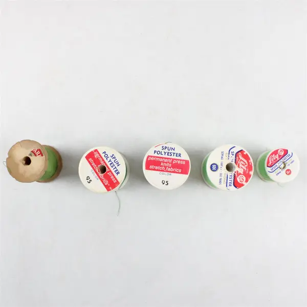 Lot of 5 Green Sewing Thread Spools for Quilting Mending Crafts