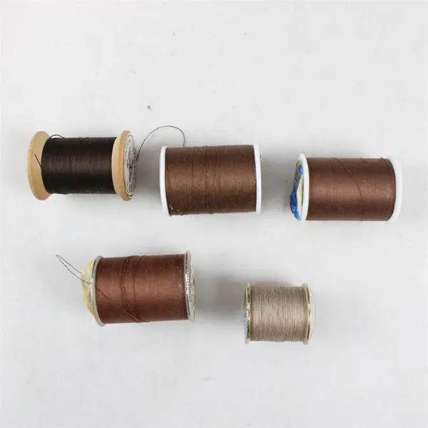 Lot of 5 Brown Sewing Thread Spools Various Shades Quilting Mending