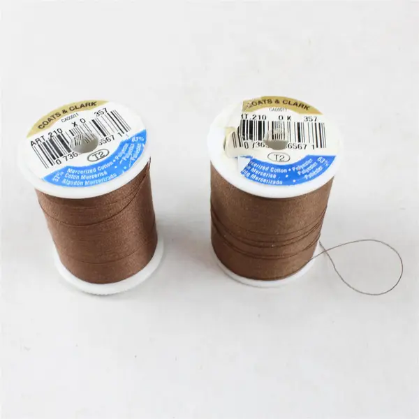 Lot of 5 Brown Sewing Thread Spools Various Shades Quilting Mending