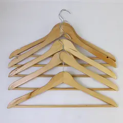 Lot of 5 Wood Hangers With Trouser Bar 17" Wide for Closet Organization