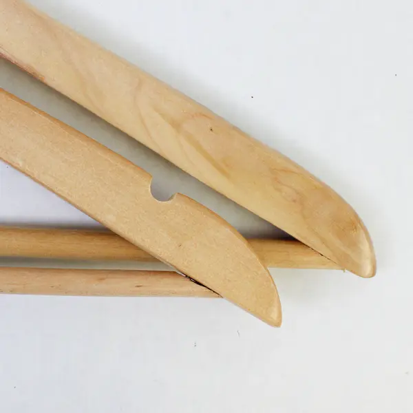 Lot of 5 Wood Hangers With Trouser Bar 17" Wide for Closet Organization