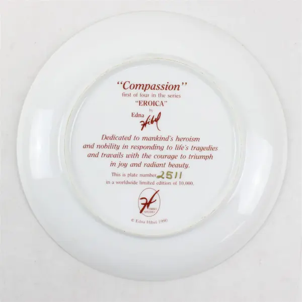 Edna Hibel Compassion "Eroica" 1990 Collector Plate 7.5"