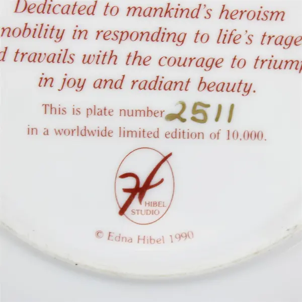 Edna Hibel Compassion "Eroica" 1990 Collector Plate 7.5"