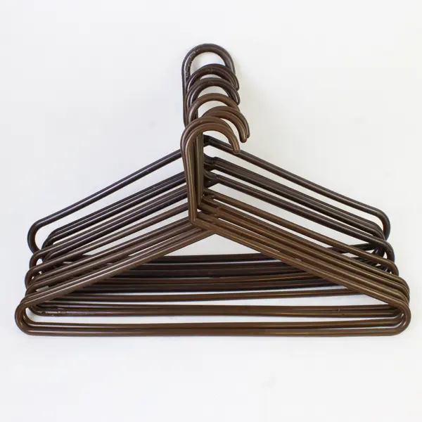 Lot of 10 Brown Tubular Plastic Hangers Standard Closet Size