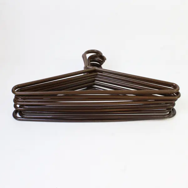 Lot of 10 Brown Tubular Plastic Hangers Standard Closet Size