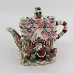 Fitz And Floyd Essentials Gingerbread House Teapot With Lid Christmas Holiday