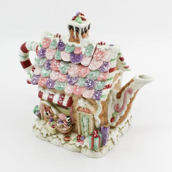 Fitz And Floyd Essentials Gingerbread House Teapot With Lid Christmas Holiday