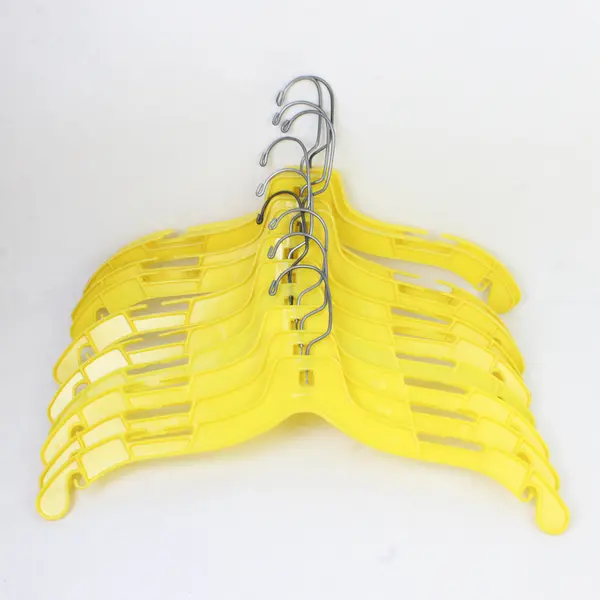 Lot of 10 Yellow Plastic Notched Hangers Standard Size for Closet Organization