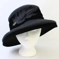Vintage Kates Canada Boutique Women's Black Wool/Velvet Embellished Hat