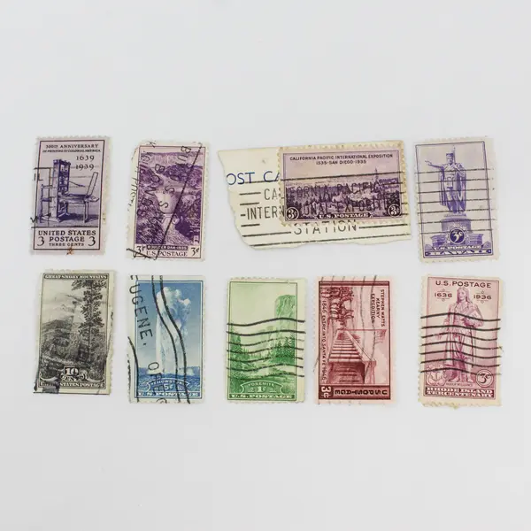 Lot Of 9 US Stamps Used 1930s National Parks States Boulder Dam