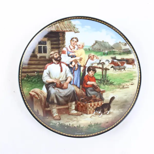 Vintage Russian Porcelain Plate The Village Cobbler Natalya V. Leonova