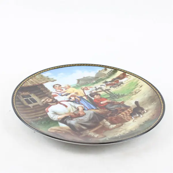 Vintage Russian Porcelain Plate The Village Cobbler Natalya V. Leonova