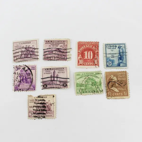 Lot Of 9 United States Mixed Stamps Used 1930s Historic People Events