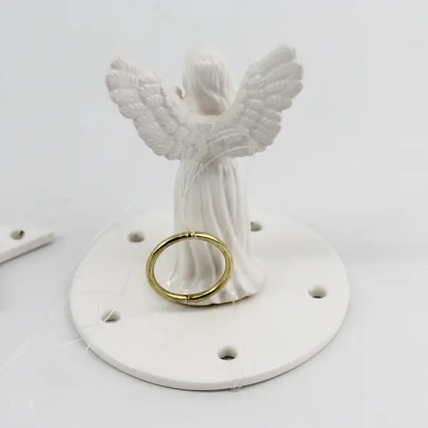 White Porcelain Angel Chimes Wind Chime Indoor/Outdoor Decorative - Used