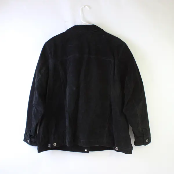 Denim & Co Women's 3X Black Suede Leather Button Up Fully Lined Jacket