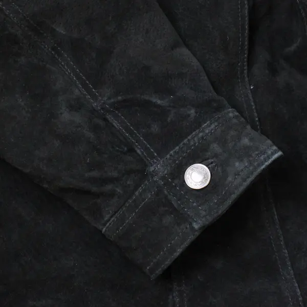 Denim & Co Women's 3X Black Suede Leather Button Up Fully Lined Jacket