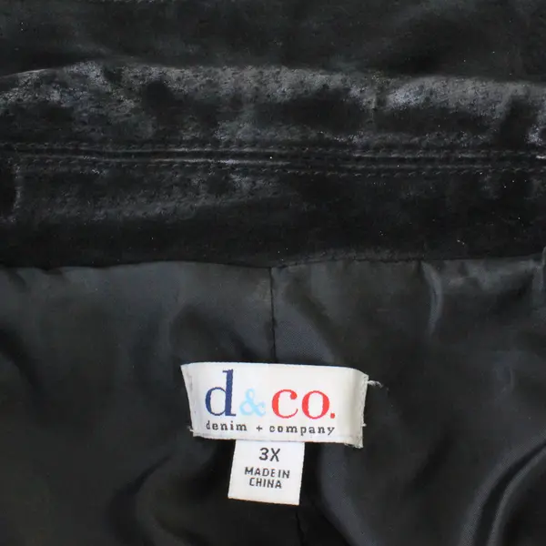 Denim & Co Women's 3X Black Suede Leather Button Up Fully Lined Jacket