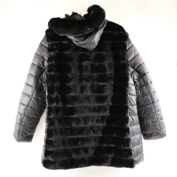 Laurier & Co Montreal Women's 2X Black Faux Fur Hooded Rmv Sleeves Puffer Jacket